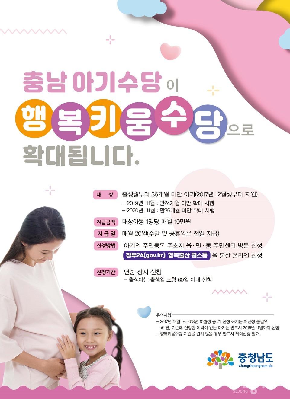 행복키움수당 확대 지급 관련 홍보 포스터.(사진제공=공주시청)