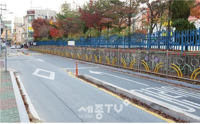 천안두정중학교 1, 2, 3학년 학생들이 직접 학교 앞 펜스에 제작한 작품과 청당동 주민동아리에서 제작한 35개의 작품.(사진제공=천안시청)