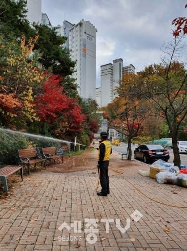 진드기 매개 감염병 방역 모습.(사진제공=대전 동구청)