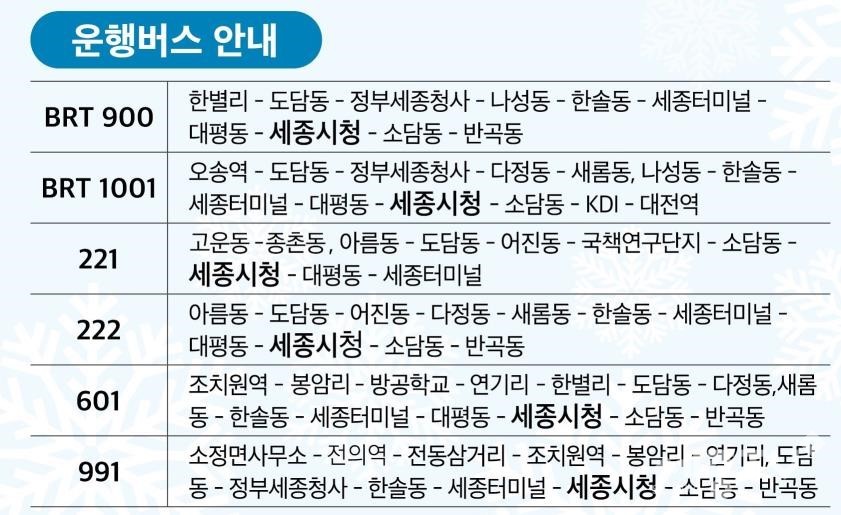 야외스케이트장경유버스안내(사진제공=세종시청)