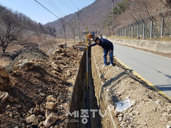 상수도 공사 모습. (사진제공=금산군청)