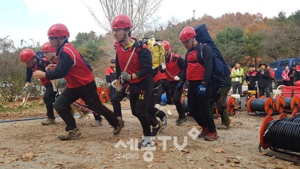 산불방지 훈련 모습. (사진제공=금산군청)