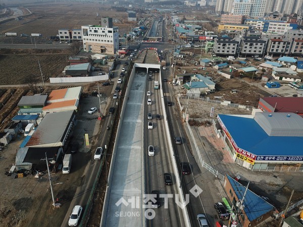 직산사거리 지하차도 임시개통.(사진제공=천안시청)