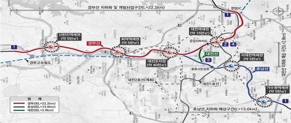 “대전도심 구간 철도 지하화”대전시 100년을 위한 밑그림(개발사업 구간)