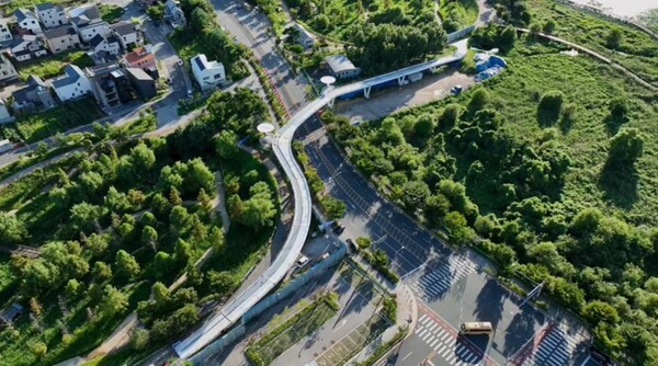 오는 16일 임시 개통되는 만성지구와 전북혁신도시 기지제를 연결하는 보행육교 조감도 (사진 전주시 제공)