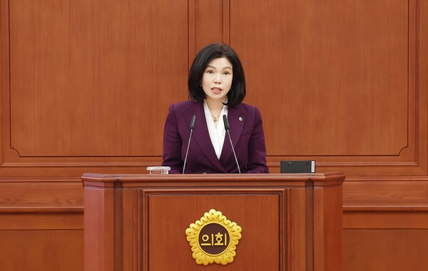 9일 열린 제293회 임시회 본회의에서 이금선 의원이 5분자유발언을 하고 있다./사진=대전시의회 제공